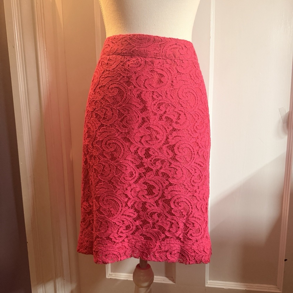 Merona Women's Size 10 Pink Pencil Skirt Lace Overlay Lined w/Zipper